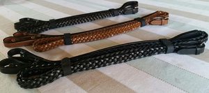 Conjunto de Brida de Cuero Negro Trenzado para Caballo de Caza con Narquera Ancha y Riendas con Cordones, Equipo de Equitación - Product Image 4