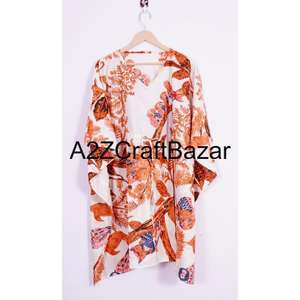 Caftán 100% Algodón con Estampado Floral, Ropa Larga para Mujer, Vestido de Maternidad con Estampado en Bloques, para Todas las Temporadas: Verano, Invierno, Otoño, Primavera - Product Image 6