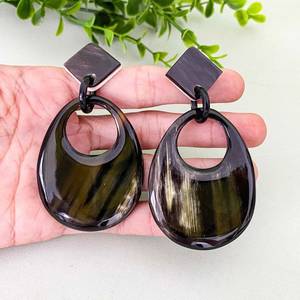 Boucles d'oreilles en corne de buffle naturelle, 100 % écologiques, artisanat de luxe, corne véritable polie, par Decor World Expo - Product Image 4