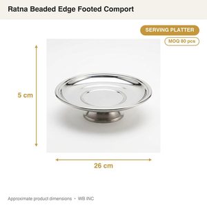 Plato de Servir Artesanal de Acero Inoxidable SS304 de 26 cm, Estilo Espejo, Borde Satinado con Cuentas, Base Baja Elevada, para Decoración del Hogar y Hoteles - Product Image 4