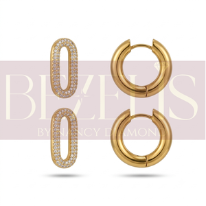 Boucles d'oreilles créoles en or 18 carats avec diamants de laboratoire, double anneau géométrique, pendantes, pour femme, cadeau de mariage, tendance - Product Image 3