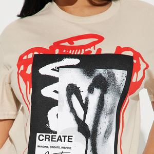 Camiseta de Mujer de la Mejor Calidad, Algodón/Poliéster, Camiseta de Manga Corta Estampada para Mujer, Personaliza Tu Propio Logotipo, Cuello en V, Ropa Deportiva - Product Image 6