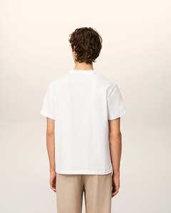 T-shirt en coton blanc pour homme, coupe classique, col rond, manches courtes, jersey décontracté, couleur unie - Product Image 2