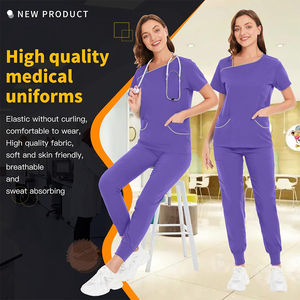 Conjuntos de Uniformes Médicos para Mujer, Color Morado, Tejido Transpirable Antibacteriano, Uniformes de Doctora - Product Image 5