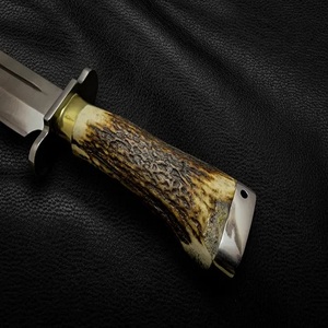 Cuchillo de caza de 12 pulgadas con mango de asta texturizado, hoja de acero de Damasco con punta de clip y ranura para sangre, proveedor mayorista A&M ENTERPRISES - Product Image 5