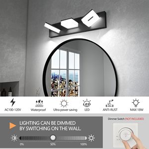 Lampada da Bagno a LED Moderna in Acrilico Nero Opaco, 3 Luci, 20 Pollici, Illuminazione da Parete M - Product Image 5