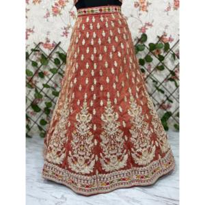 Heera Creation - Lehenga Choli de Seda Naranja de Último Diseño, Talla M, con Bordado Hermoso para Bodas Indias/Pakistaníes - Product Image 4