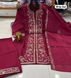 Conjunto de Kurti de Seda Muselina de Alta Calidad con Bordado a Mano, Pantalones Plazzo y Dupatta, Venta al Por Mayor, Moda Femenina - Product Image 3