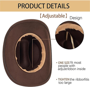 Chapeau Fedora Marron 100% Laine avec Ruban Noir Unisexe Décontracté à Large Bord Broderie Main Réglable Quatre Saisons Fête Mode - Product Image 4