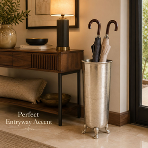 Porte-parapluie en métal artisanal |   Porte-parapluie décoratif sur pied avec base ronde pour l'entrée, la maison ou le bureau - Product Image 4