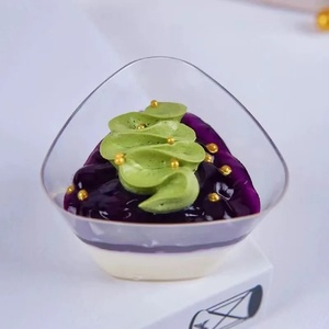 Hot Selling 175ml Triangle Shape Transparent Footed Dessert Cups <b>Mini</b> Parfait Yogurt Mousse Pudding Cups Wedding Catering Event - Product Image 2