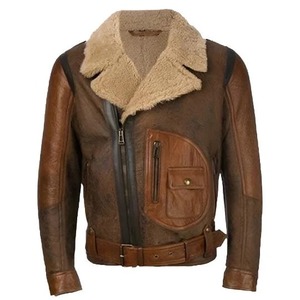 <b>Mens</b> Aviator RAF B3 <b>Leather</b> Bomber Flying <b>Jacket</b> - Product Image 1
