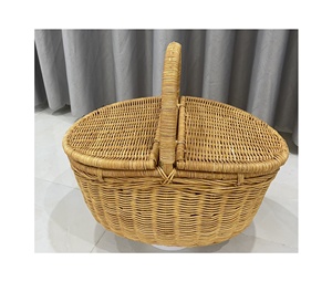 Cesta de ratán de muchos tamaños diferentes con tapa y asa para Picnic, comida, fruta, regalo, almacenamiento, exhibición, cesta de almacenamiento, hogar, Hotel - Product Image 3