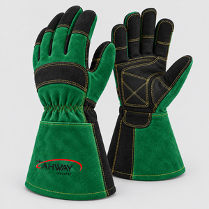 Top Quality Welding <b>Gloves</b> <b>Leather</b> Tactical <b>Gloves</b> <b>Green</b> Black Wrist Length Durable Outdoor Winter Working Use Welding <b>Gloves</b> - Product Image 1