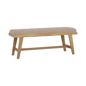 Banc contemporain moderne rembourré en bois massif de 120 cm avec 2 places pour salles à manger - Product Image 3