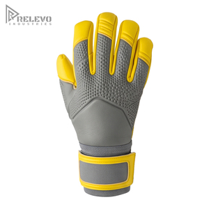 Guantes de Portero Personalizados Vibrantes con Corte Híbrido Roll Finger, Revestimiento de Goma Texturizada Gris, Doble Correa Elástica en la Muñeca - Product Image 1
