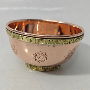 Cuenco de Cobre Grabado con los Siete Chakras, Rana Overseas Inc, Cuenco para Meditación, Reiki, Sanación, Decoración de Altar Espiritual - Product Image 5