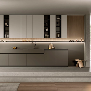 Ensemble d'armoires de cuisine modulaires modernes en MDF personnalisées JY Furniture avec îlot de rangement, prêt à assembler, finition laquée pour usage hôtelier - Product Image 3