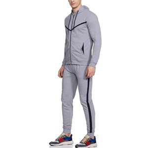 Men's Gray Cotton <b>Joggers</b> With Black Side Stripes Drawstring Waist Full Length Regular Fit With Side Pockets - Product Image 2