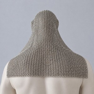 Cache-cou et cagoule en maille de fer doux traditionnel de 9 mm, accessoire de costume d'armure de chevalier médiéval avec tailles personnalisées - Product Image 3