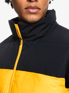 Men's Yellow Puffer <b>Vest</b> Stand Collar Zipper Closure Windproof Casual Winter Jacket Polyester Wadding Regular Fit Solid Color - Product Image 4