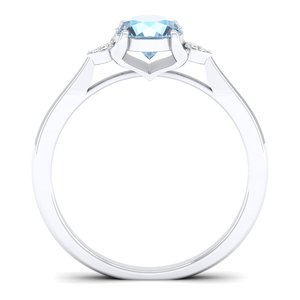 Bague de fiançailles REYES Sparking en argent sterling 925 avec pierre précieuse naturelle aigue-marine, certifiée GRA, moissanite VVS pour femmes - Product Image 4