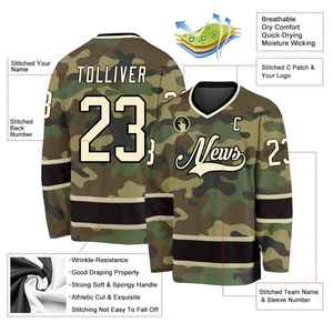 Maillot de hockey sur glace tactique pour homme, col en V, manches longues, évacuation de l'humidité, respirant, nom et numéro de l'équipe brodés, coupe athlétique - Product Image 6