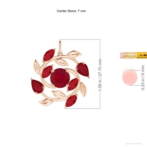 2026 Top Selling 14K <b>Solid</b> <b>Gold</b> Round & Marquise Ruby Gemstone Olive Branch Cluster <b>Pendant</b> Link Chain Necklace Fine Jewelry - Product Image 3