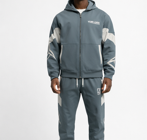 Custom Men's Zip Hoodie Tracksuit <b>Set</b> Premium Polyester Sportswear Jogger Suit Gym Training Suit Athletic Fitness Tracksuit - Product Image 1