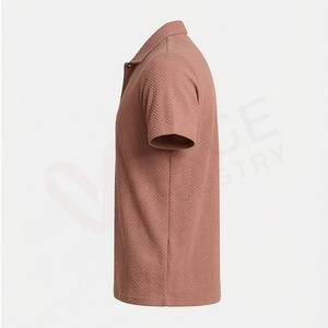 Polo à manches courtes pour homme, marron, motif géométrique, tissé, décontracté, coupe classique - Product Image 3