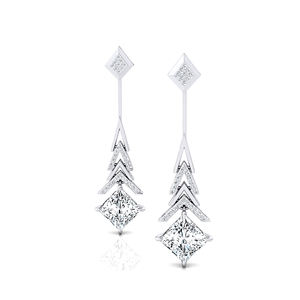 Pendientes Colgantes de Lujo con Diamante de Laboratorio de 2.0ct, Corte Princesa, 7MM, D VVS, Certificado IGI, Oro de 14K y 18K, Hermoso Diseño Hecho a Mano para Mujer - Product Image 2