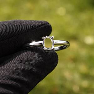 JYOTI GEMS JEWELS Anillo de Plata de Ley 925 con Corte Ovalado de 8x10mm, Semimontura para Gema, Anillo de Compromiso Solitario, Joyería - Product Image 2