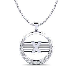 Collier pendentif lettre X en argent 925 avec incrustation de cristal Moissanite, style hip-hop unisexe, bijou charme, cadeau - Product Image 1