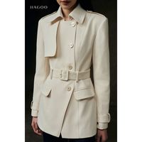 Vente en gros de manteaux trench pour femmes de la marque HAGOO, couleur beige, avec ceinture à la taille, col à revers, manches longues, élégant, vêtements d'extérieur pour l'automne [B8073]