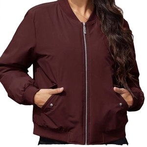 Chaqueta Bomber de Invierno para Mujer, con Cuello Alto, Tejido Oxford Transpirable, Exterior de PU, Mangas Largas, Bolsillos Delanteros, para Caza y Fiestas - Product Image 3