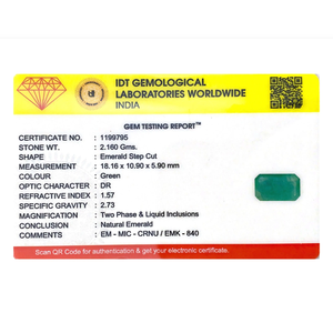 Natural Zambian Emerald 10.8 Carat Loose Gemstone 8x10mm Emerald Cut for Fine Jewelry - Product Image 4