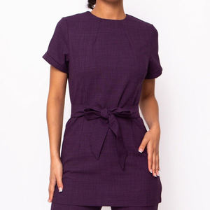 Uniforme de Trabajo Personalizado al por Mayor con Logotipo para Salón de Belleza, Peluquería y Spa, Túnica Elástica y Suave de Spandex y Algodón - Product Image 4