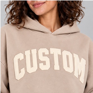 Sweat à capuche beige sable personnalisé, nouveau style, logo personnalisé, en coton et polyester, pour femme, idéal pour la course, streetwear très vendu - Product Image 2