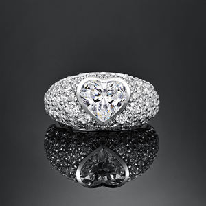 18K <b>Gold</b> Plated 925 Silver Moissanite Eternity Band <b>Cocktail</b> <b>Ring</b> Brilliant Cut Pave Setting Luxury Geometric Design <b>Ring</b> <b>Ring</b> - Product Image 3