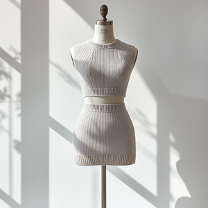 Ensemble femme en polyester tricoté coupe ajustée, tenue décontractée tendance avec personnalisation OEM ODM - Product Image 2