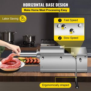 Remplisseuse manuelle horizontale de saucisses, 5 embouts de remplissage, capacité 3L/7Lbs, usage domestique et commercial, état d'occasion - Product Image 4