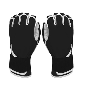 WARPRO INDUSTRY Black Batting Gloves Ambidextrous Padded Knit Fabric <b>Hook</b> Loop Closure Unisex Adult Size L Breathable Training - Product Image 1