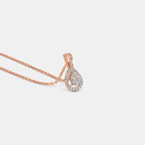Collar con Colgante de Diamante Cultivado en Laboratorio con Halo e Inicial U en Oro Rosa de 14K - Product Image 6