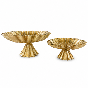 Ensemble de 2 plateaux de service en métal doré, décoratifs et cannelés, pour fruits, centre de table. - Product Image 6