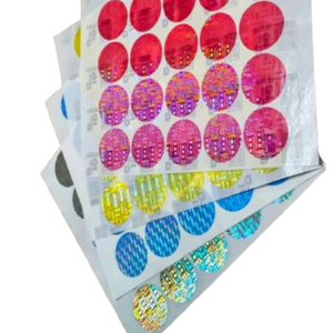 Etiqueta Holográfica Redonda Multicolor Personalizable, Material de Papel Adhesivo para Etiquetas de Embalaje y Protección de Marca - Product Image 1