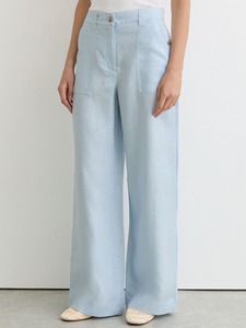 Pantalon large en toile pour l'été, taille mi-haute, fermeture à cordon, anti-plis, séchage rapide - Product Image 2