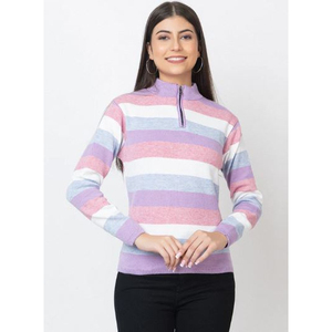 Pull zippé à manches longues en acrylique épais et élégant pour femme, idéal pour les occasions décontractées, exportateur indien à prix de gros - Product Image 1