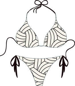 Custom Plus Size Women Bandeau Geometric Print Halter <b>Bikini</b> <b>Set</b> Tie Side <b>String</b> Front Stretch Polyester Breathable Two Piece - Product Image 4