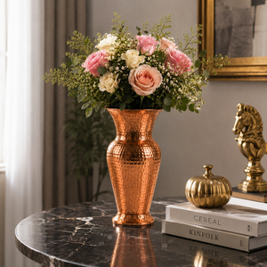 Handcrafted Hammered <b>Copper</b> Flower <b>Vase</b> Decorative Metal <b>Vase</b> for Home Decor Table Centerpiece Wedding Floral Arrangement - Product Image 3