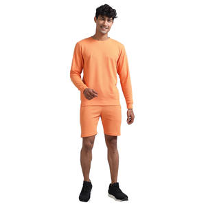 Nuevo Conjunto de Pantalones Cortos y Sudadera de Forro Polar para Hombre, Color Sólido, Casual, 100% Algodón, Tejido Transpirable, Logotipo Personalizado en la Parte Delantera - Product Image 1